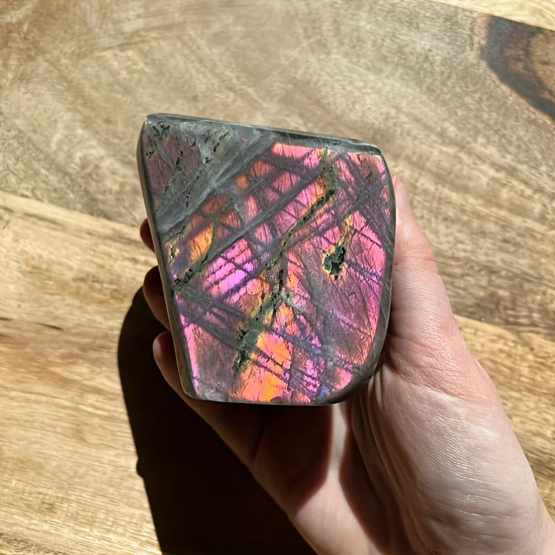 Purple Flash Labradorite Crystal Freeform Stone With Stand For Home Decor Enthusiasts Gift Christmas