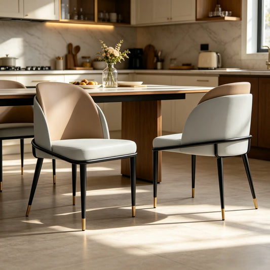 Luxurious Upholstered Dining Chairs Set of 2 Microfiber Leather