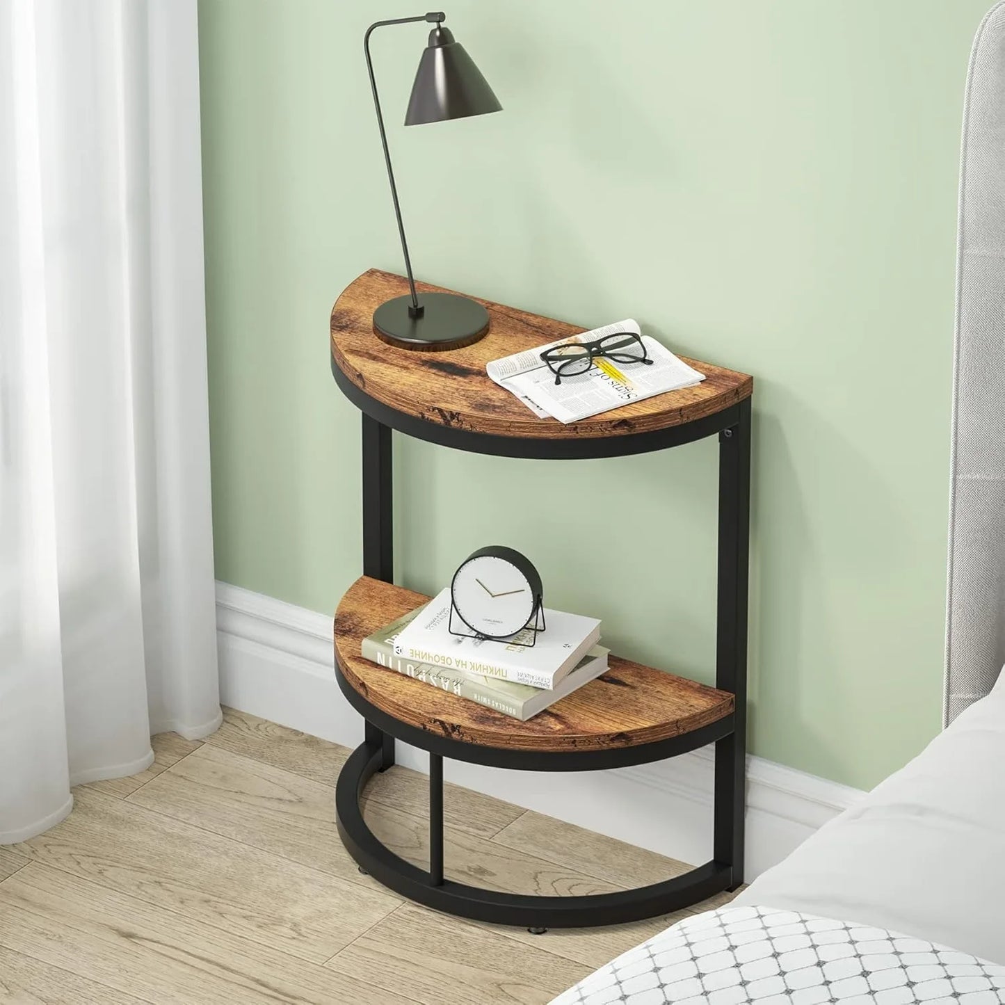 Little Tree Two Tier End Table Semi Circle With Storage