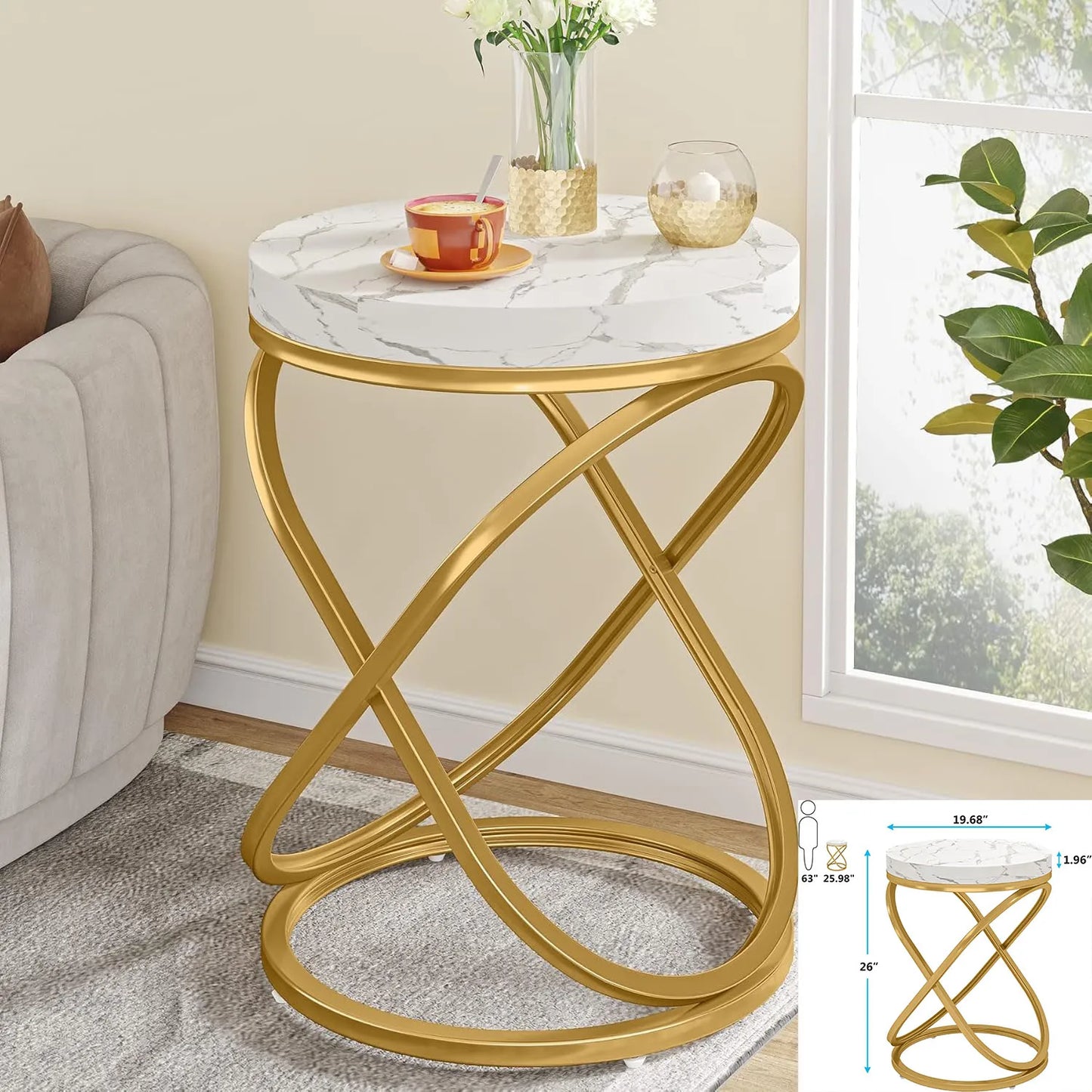 Little Tree Square End Table Two Tier Side Bedside Storage
