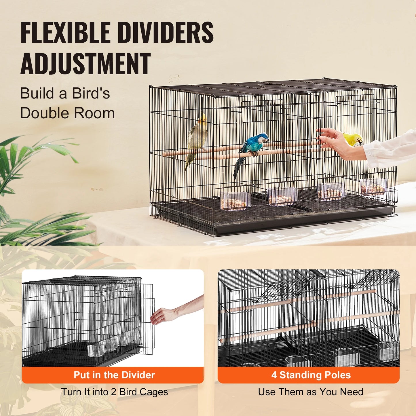 SucceBuy Flight Bird Cage With Divider And Handle Travel Cage