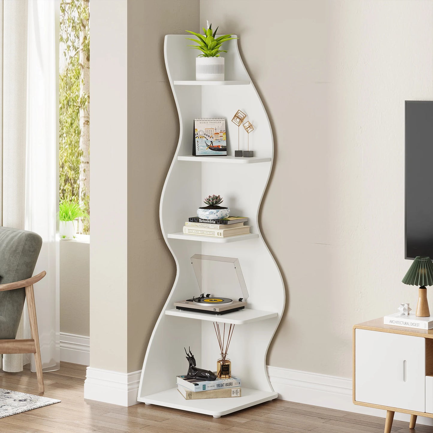 Little Tree Corner Shelf Modern Wall Bookshelf Plant Stand