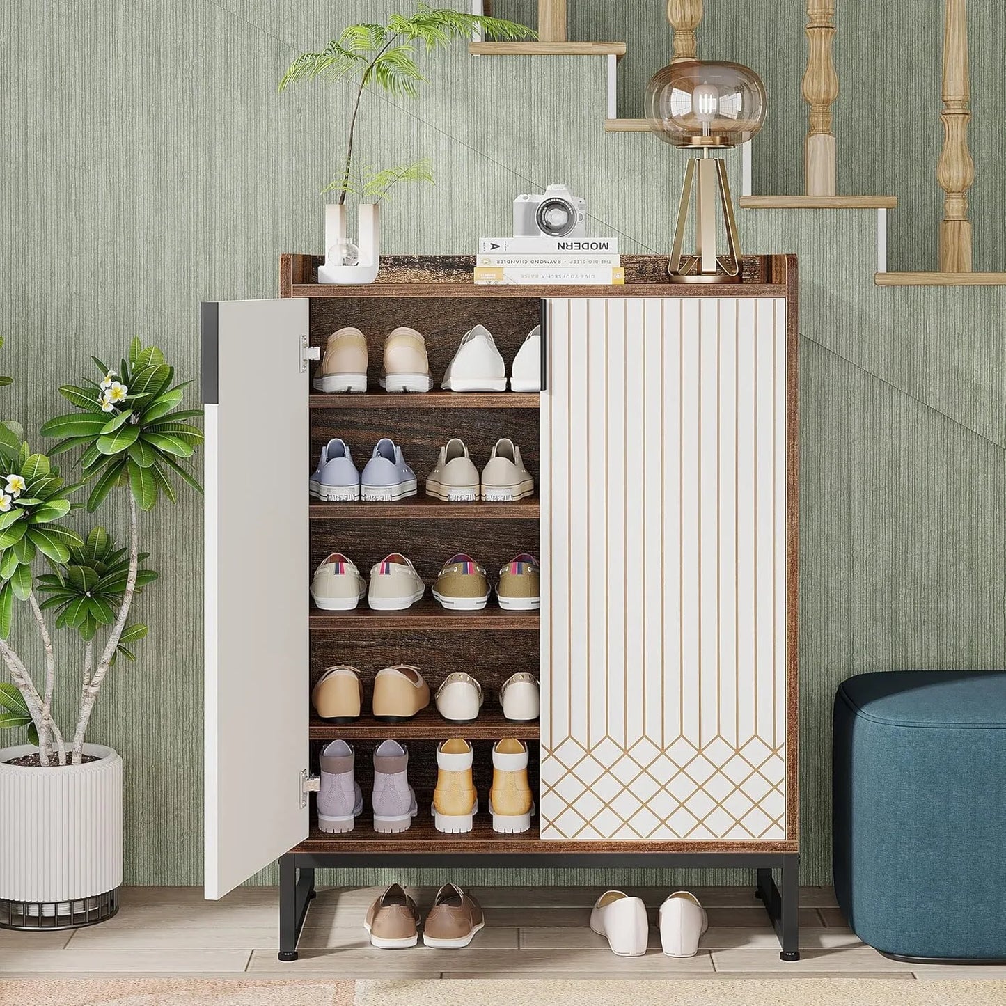 Little Tree 5 Tier Shoe Cabinet Organizer For Entryway