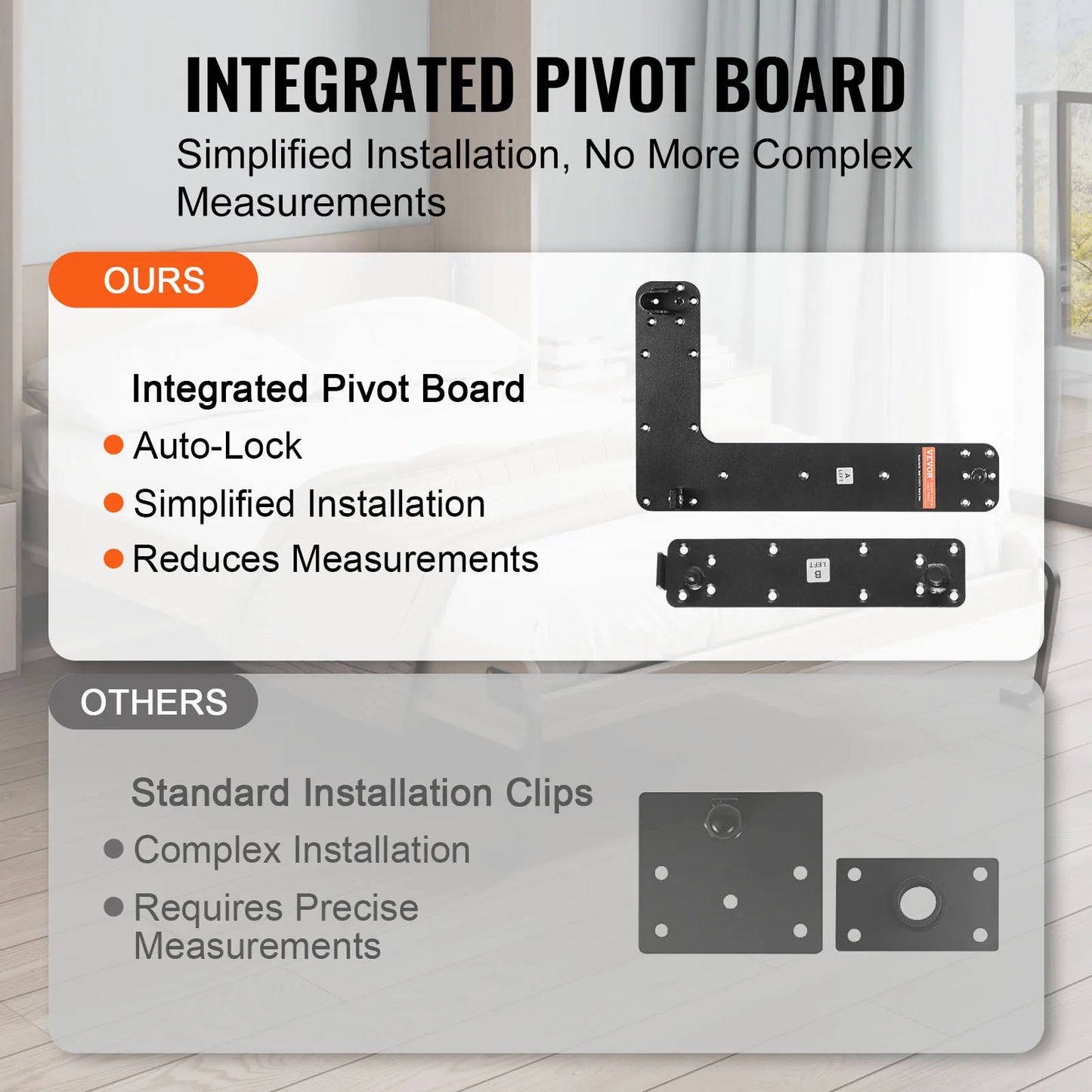 Murphy Bed Kit Vertical Deluxe Wall Lift Hardware Pneumatic Lever