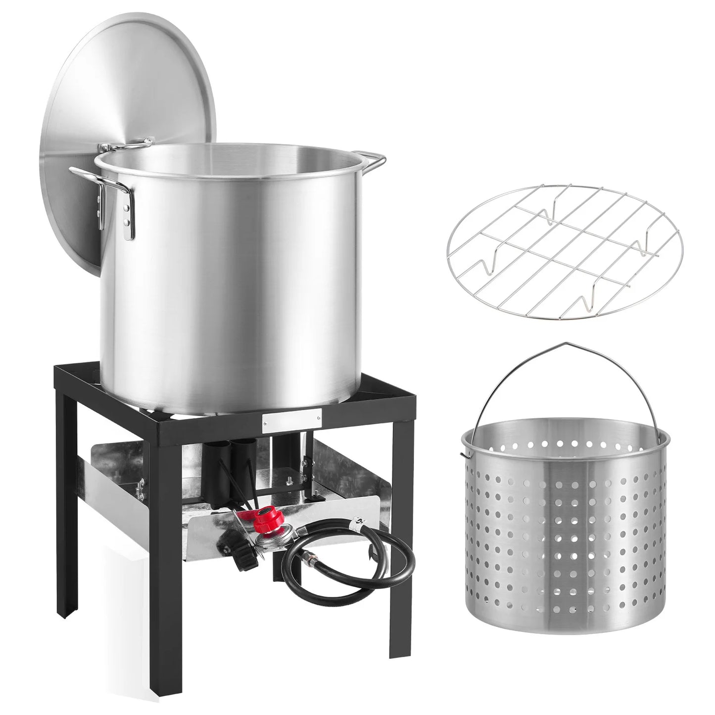 SucceBuy 60 80 100 Qt Premium Seafood Boiling Kit With Strainer And Steamer Rack For Home Cooks