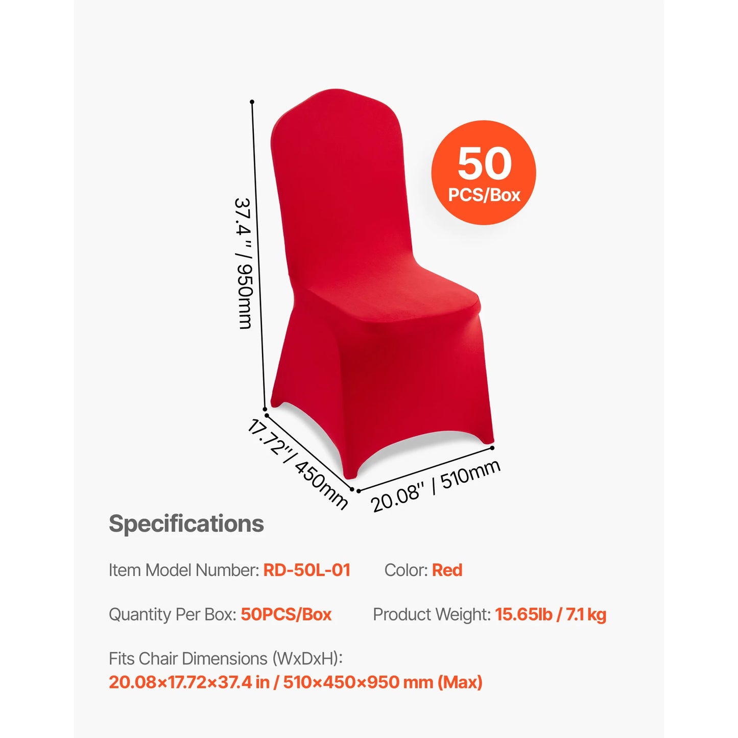 50 Pack Stretch Spandex Polyester Chair Covers For Wedding Events