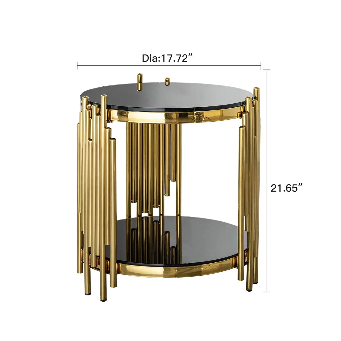 Sofa Side Table With Tempered Glass And Stainless Steel Frame