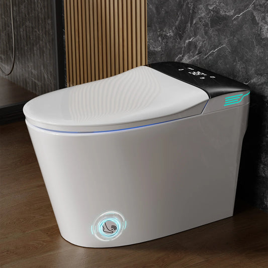 Elongated Smart Toilet Bidet With Voice Control Warm Water Dryer