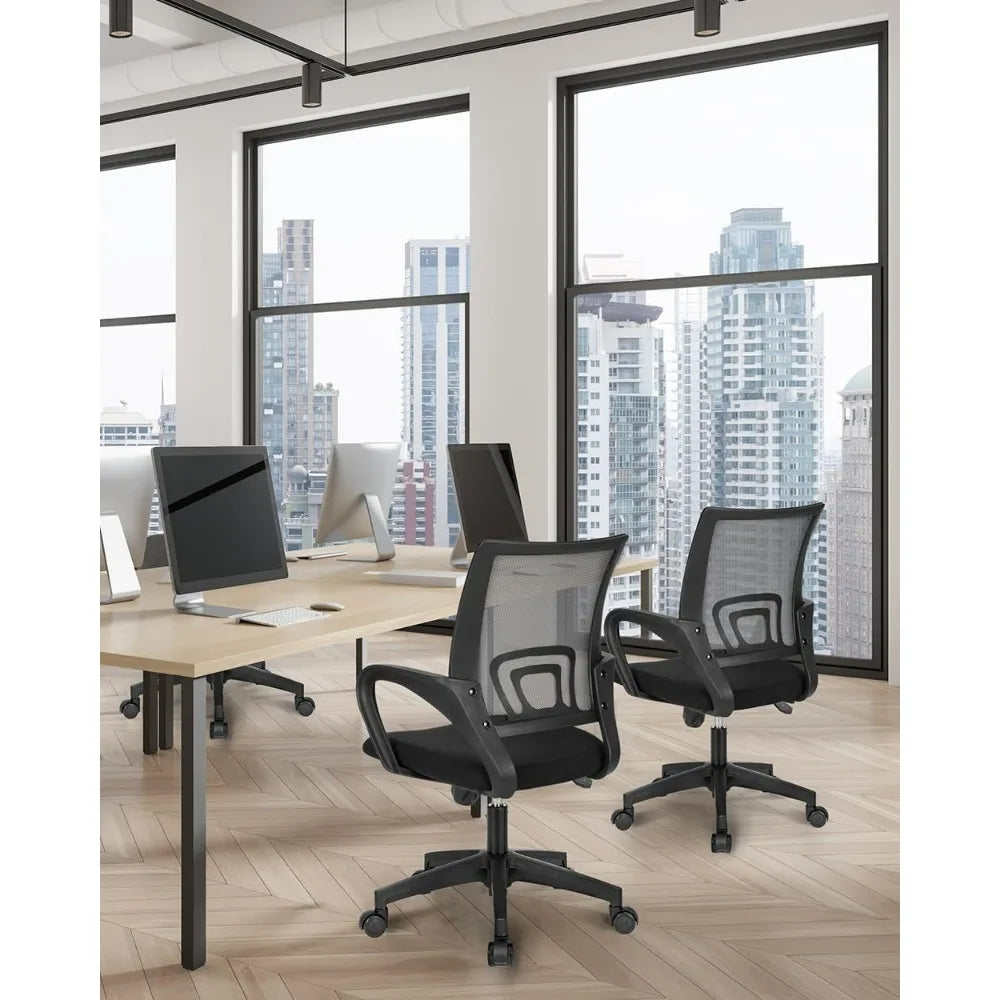 Mesh Office Chair Mid Back With Lumbar Support Adjustable Height