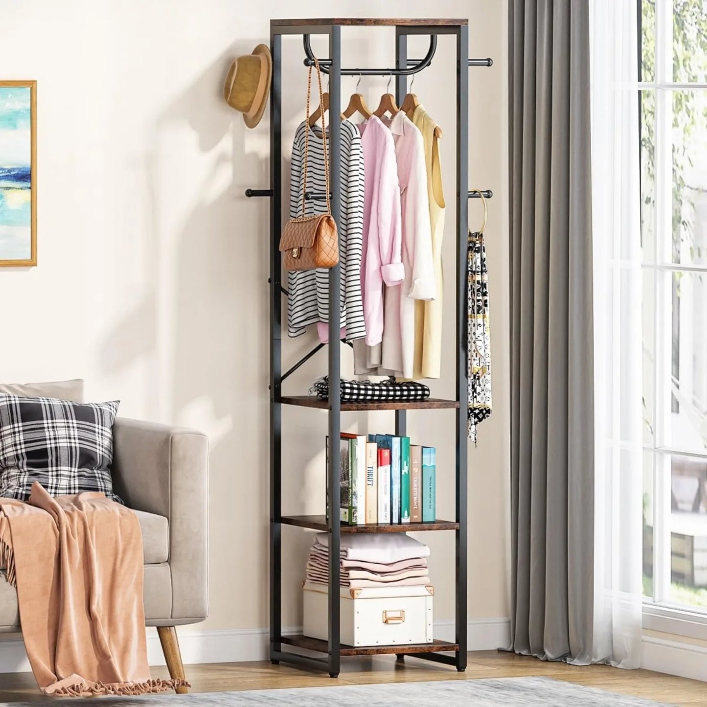 Little Tree Freestanding Coat Rack With Shelves and Hooks