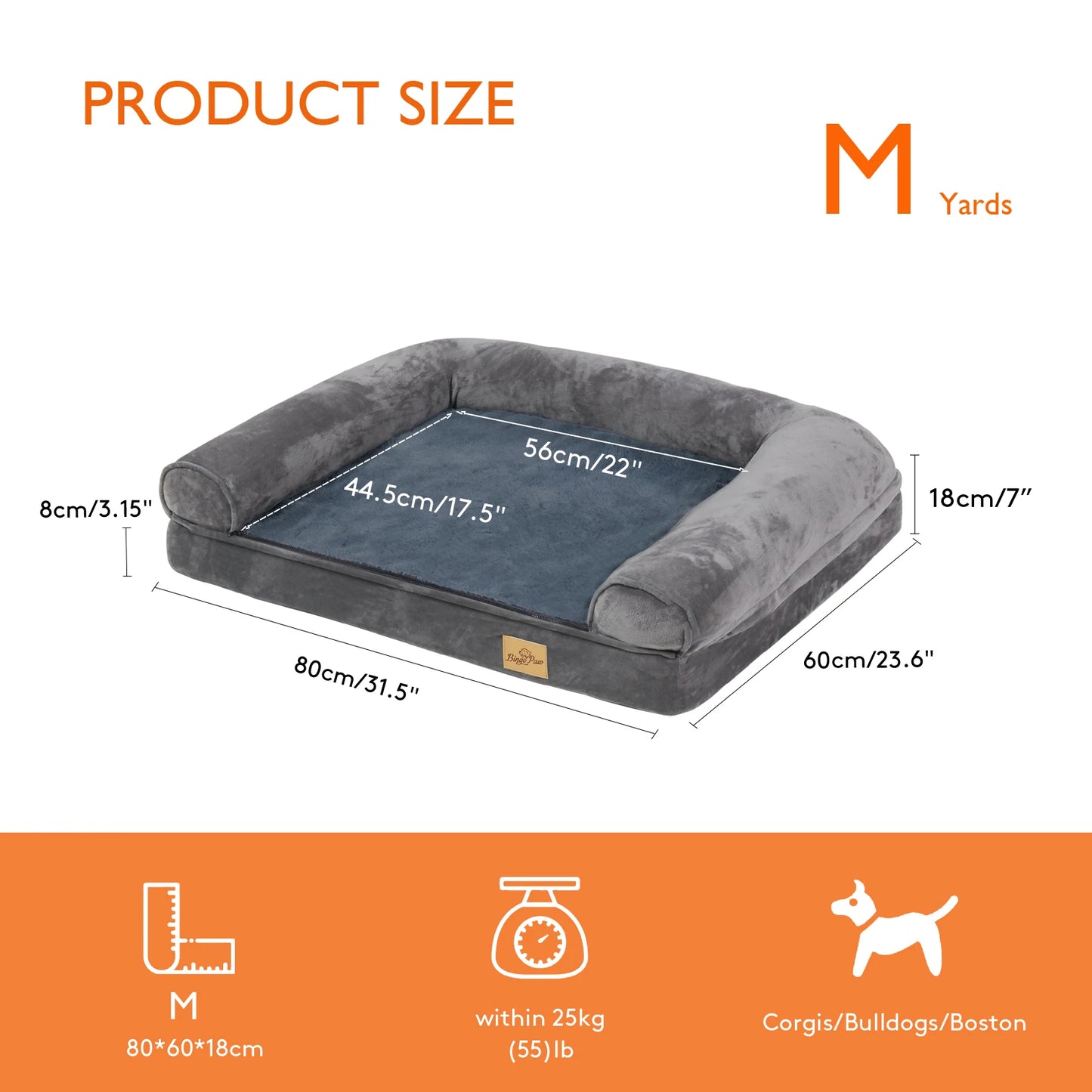 BINGOPAW Orthopedic Dog Bed With Removable Washable Cover And Foam
