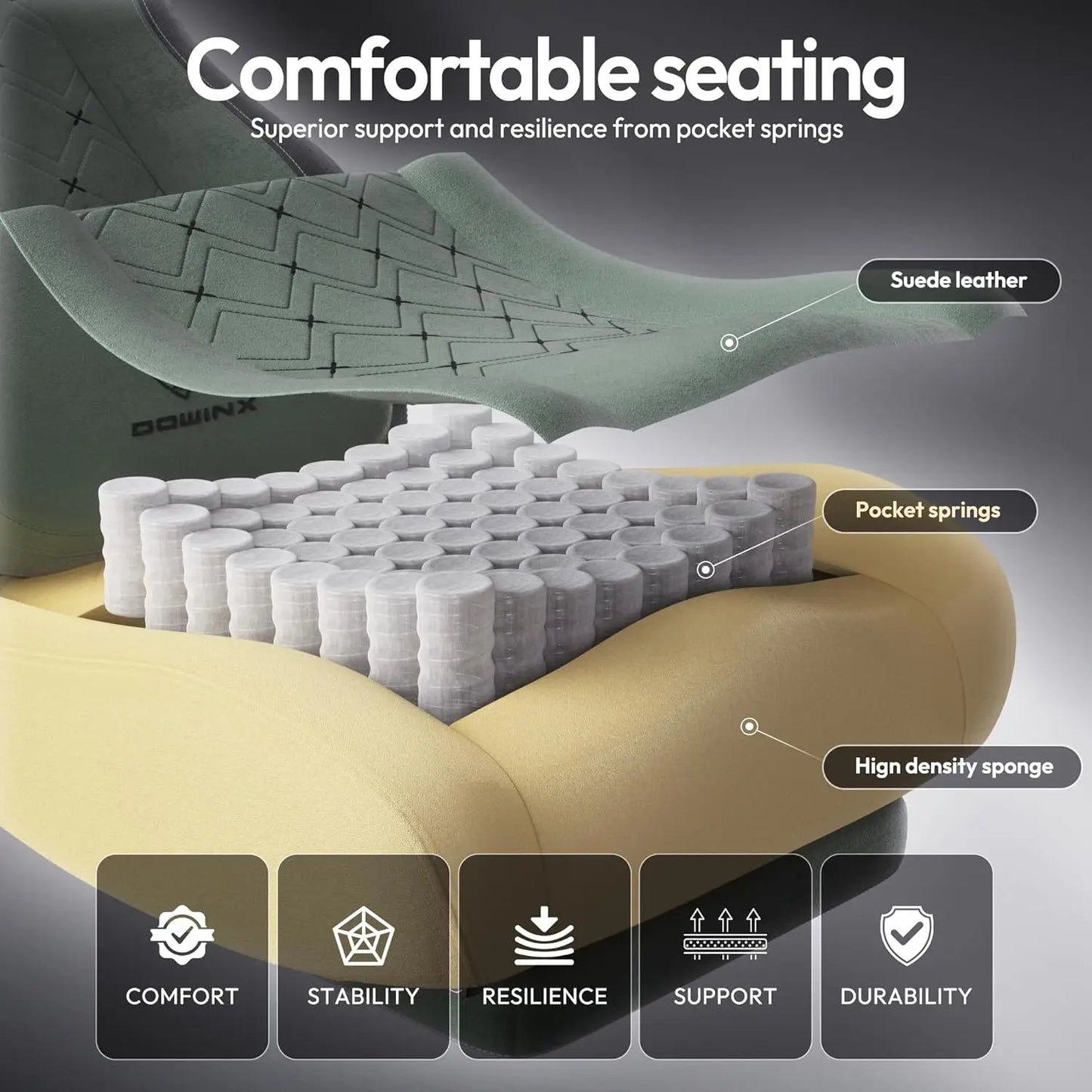 Heated Massage Lumbar Gaming Chair for Big and Tall Adults