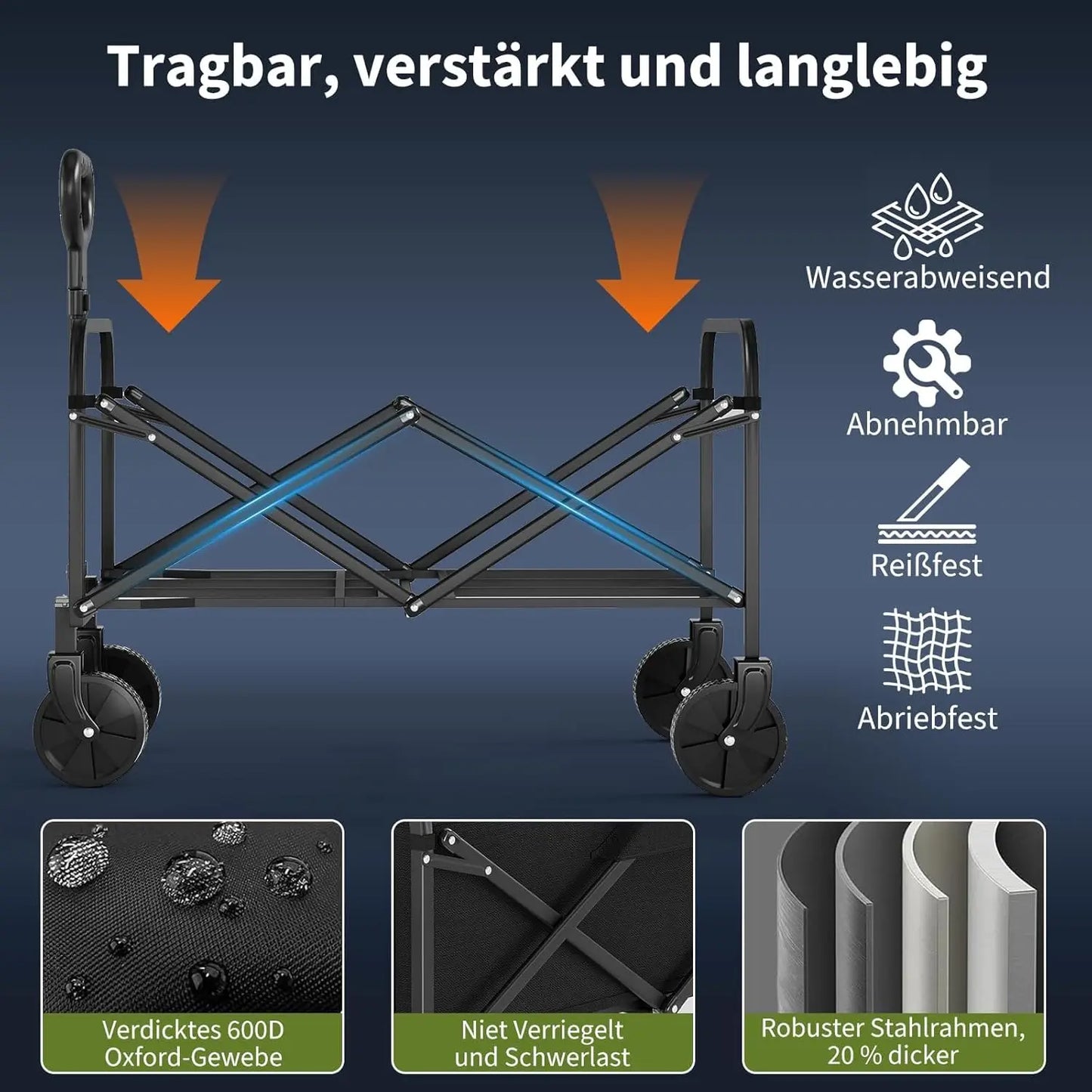 Foldable Utility Wagon With All-Terrain Wheels And Adjustable Handle