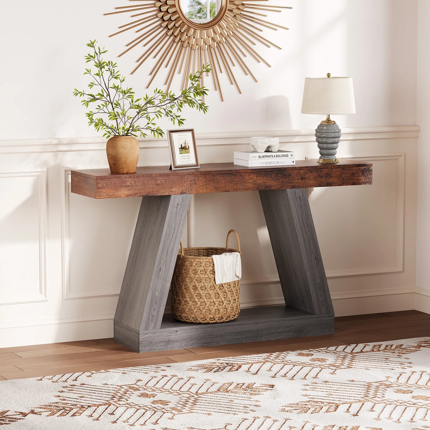 HiMISS Narrow Console Table 2 Tier Entryway Sofa Table