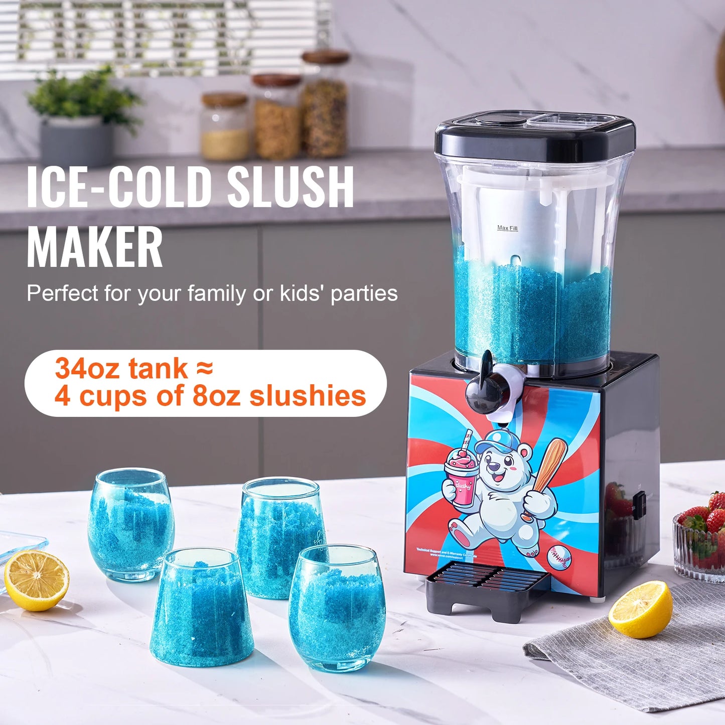 SucceBuy Slushy Machine For Home Use 34oz Frozen Drink Maker With Food Grade Materials Ideal For Kids Parties