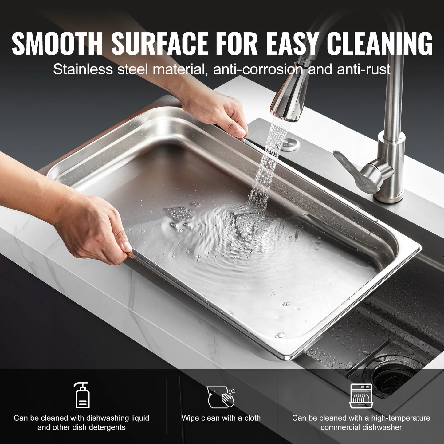 SucceBuy 6Pack Buffet Chafing Dishes Deep 2.5 to 6 Inch Stainless Steel Steam Table Pans for Caterers and Restaurants