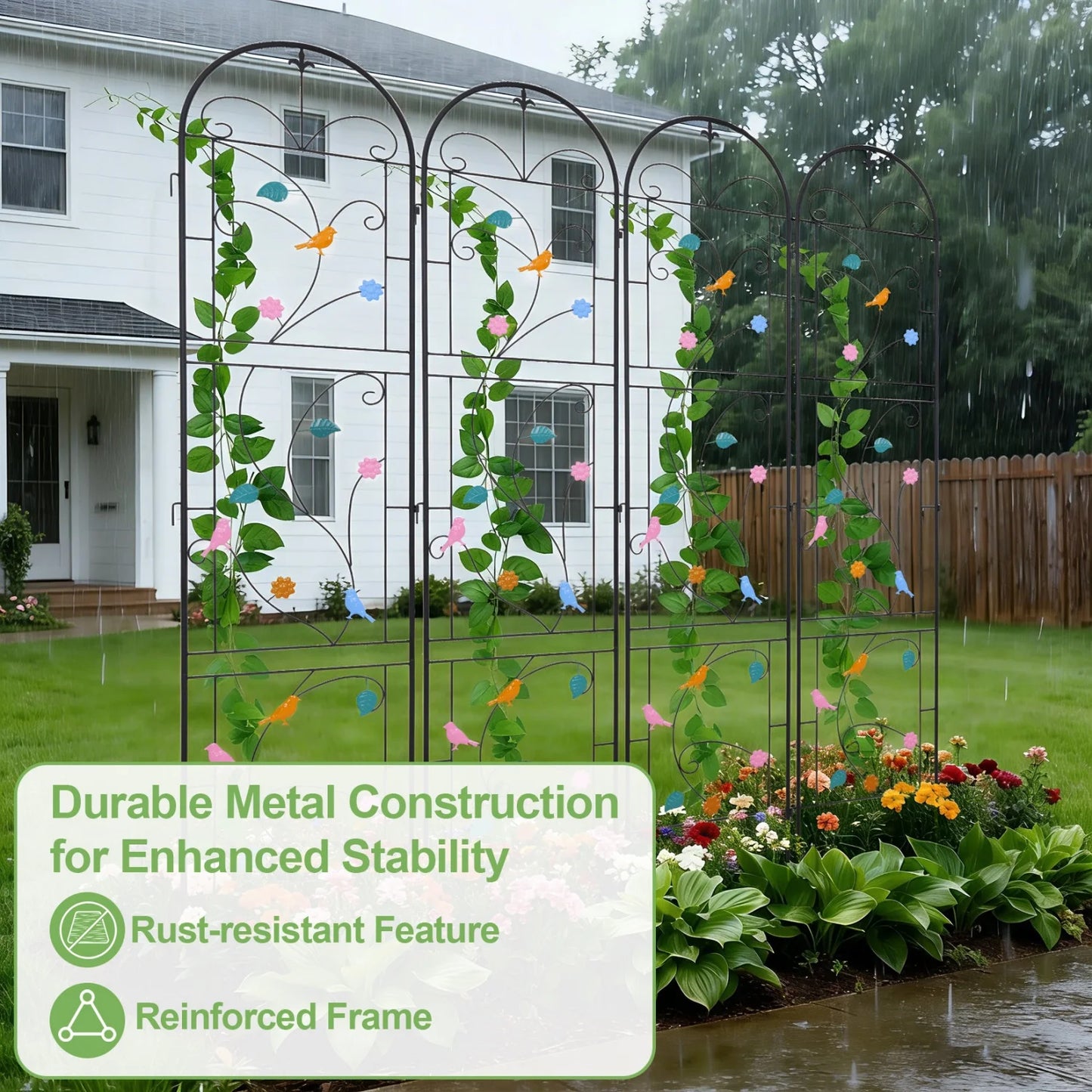 Garden Trellis For Climbing Plants Rustproof Metal Support Frame