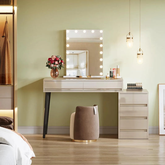 Little Tree Vanity Desk With Five Drawers High Gloss Makeup