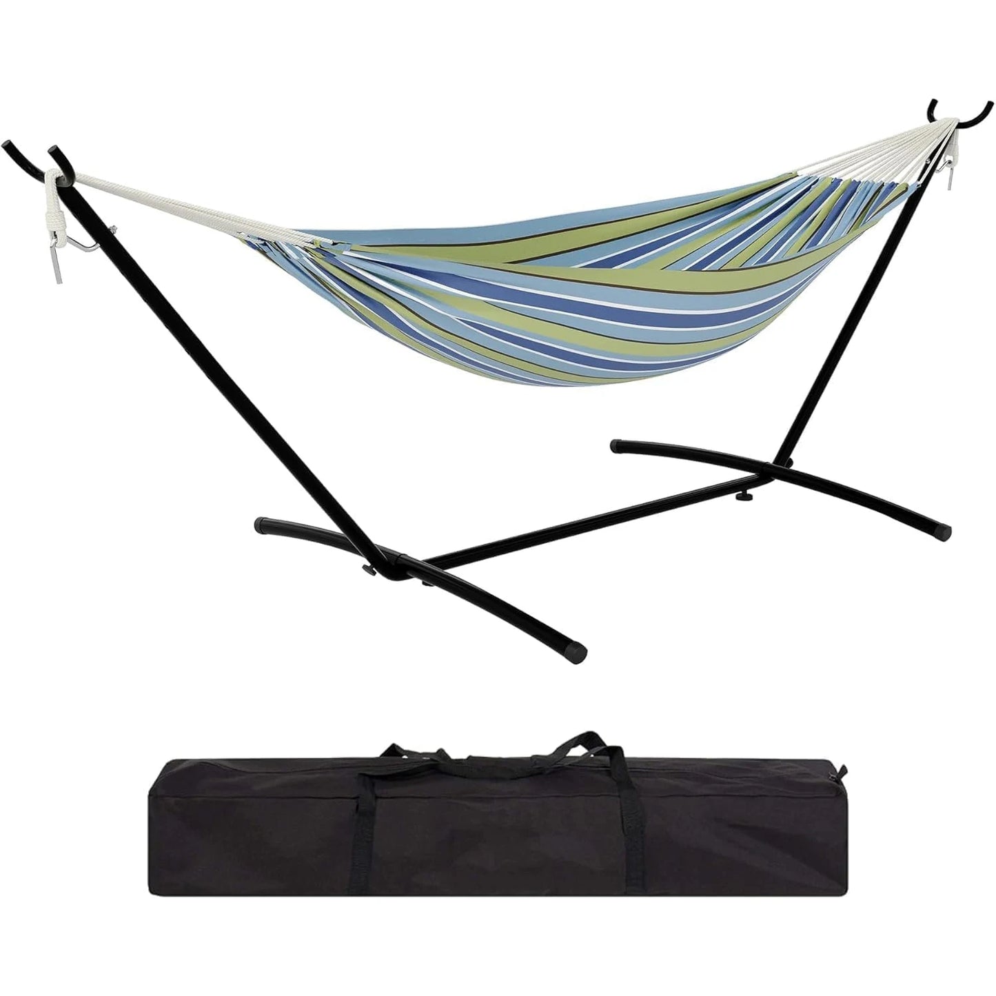 NONEM Double Hammock With Stand Iron Frame For Couples 450Lb Capacity Portable Outdoor Camping Gear Carry Bag