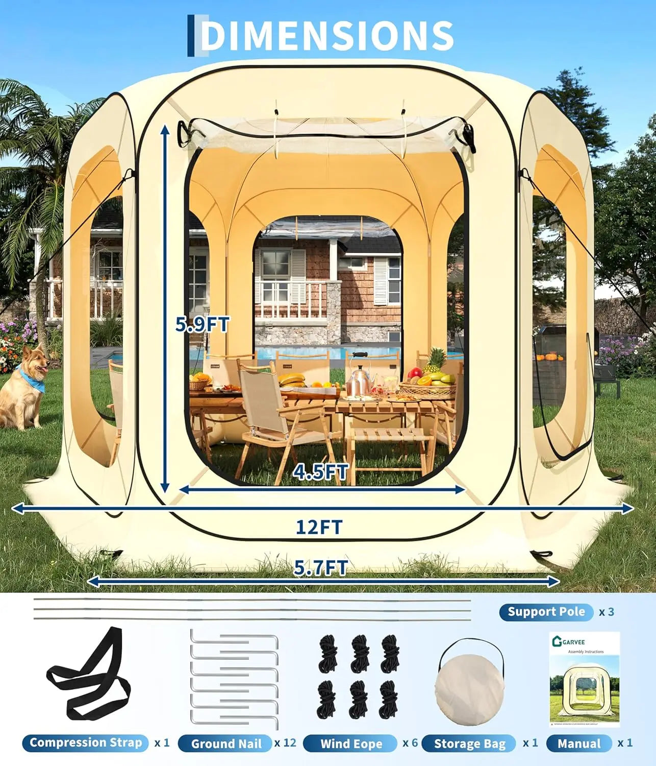 TWISTER.CKCN All Weather Pop Up Tent Rainproof Windproof Sun Shelter for Family Camping Instant Setup