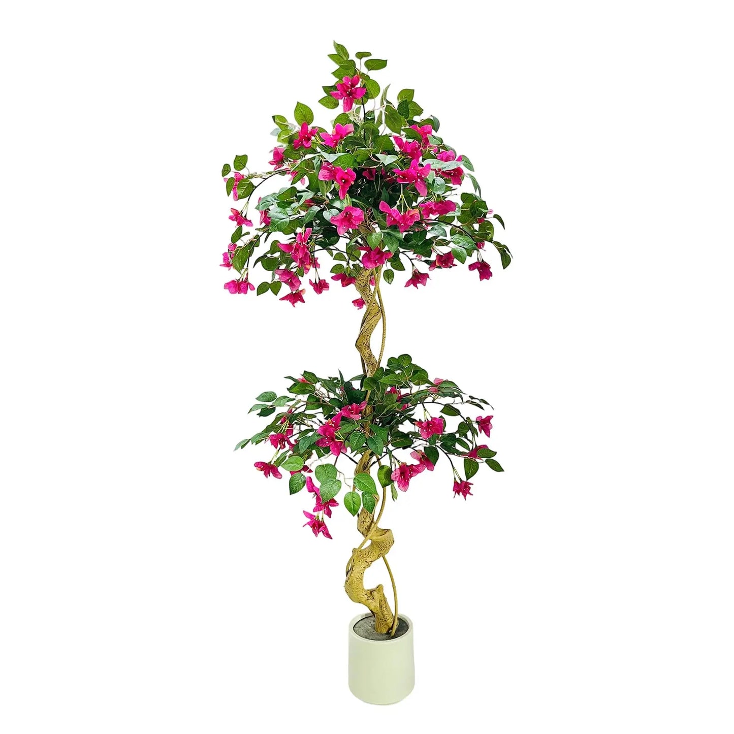 HiMISSCN Artificial Bougainvillea Tree With White Pot Lifelike Silk Foliage For Indoor Outdoor Decor Home Office Wedding