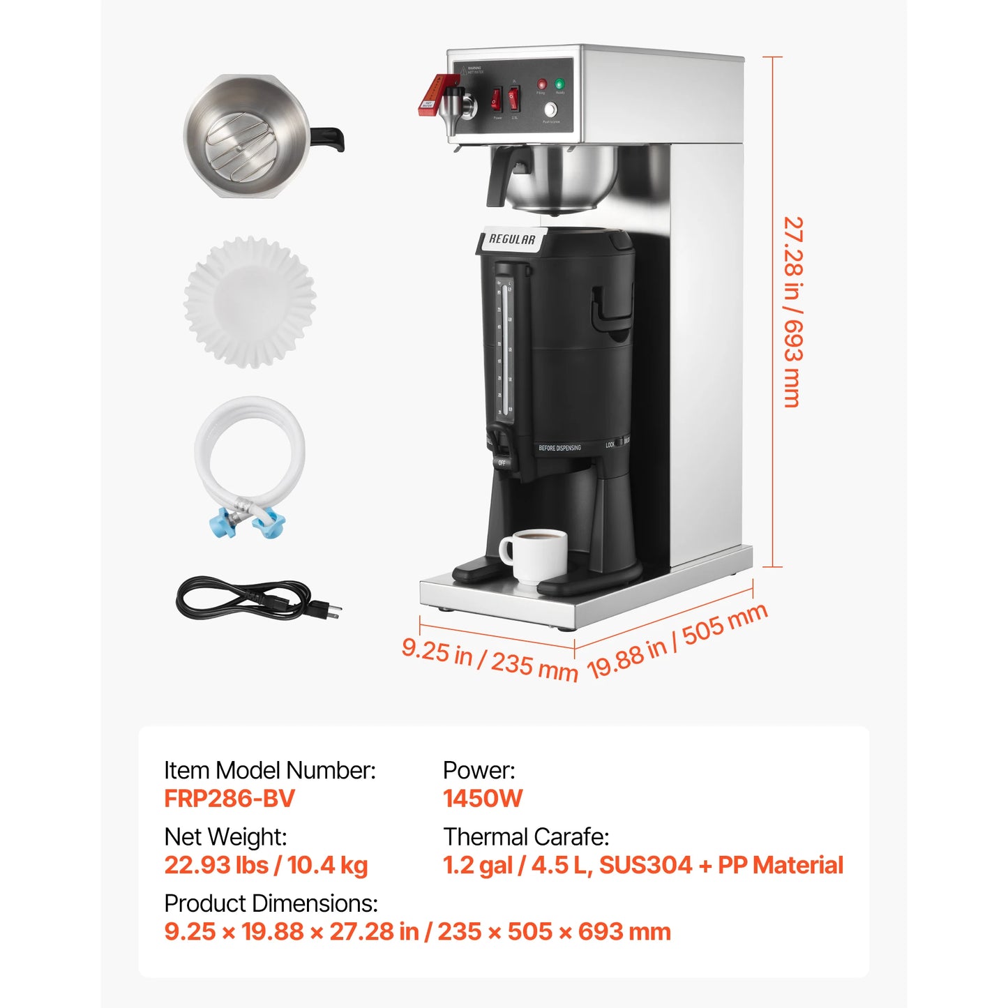 SucceBuy Commercial Drip Coffee Maker Stainless Steel Pour Over Brewer For Office And Cafe