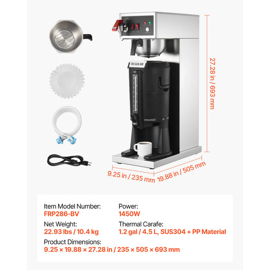 SucceBuy Commercial Drip Coffee Maker Stainless Steel Pour Over Brewer For Office And Cafe