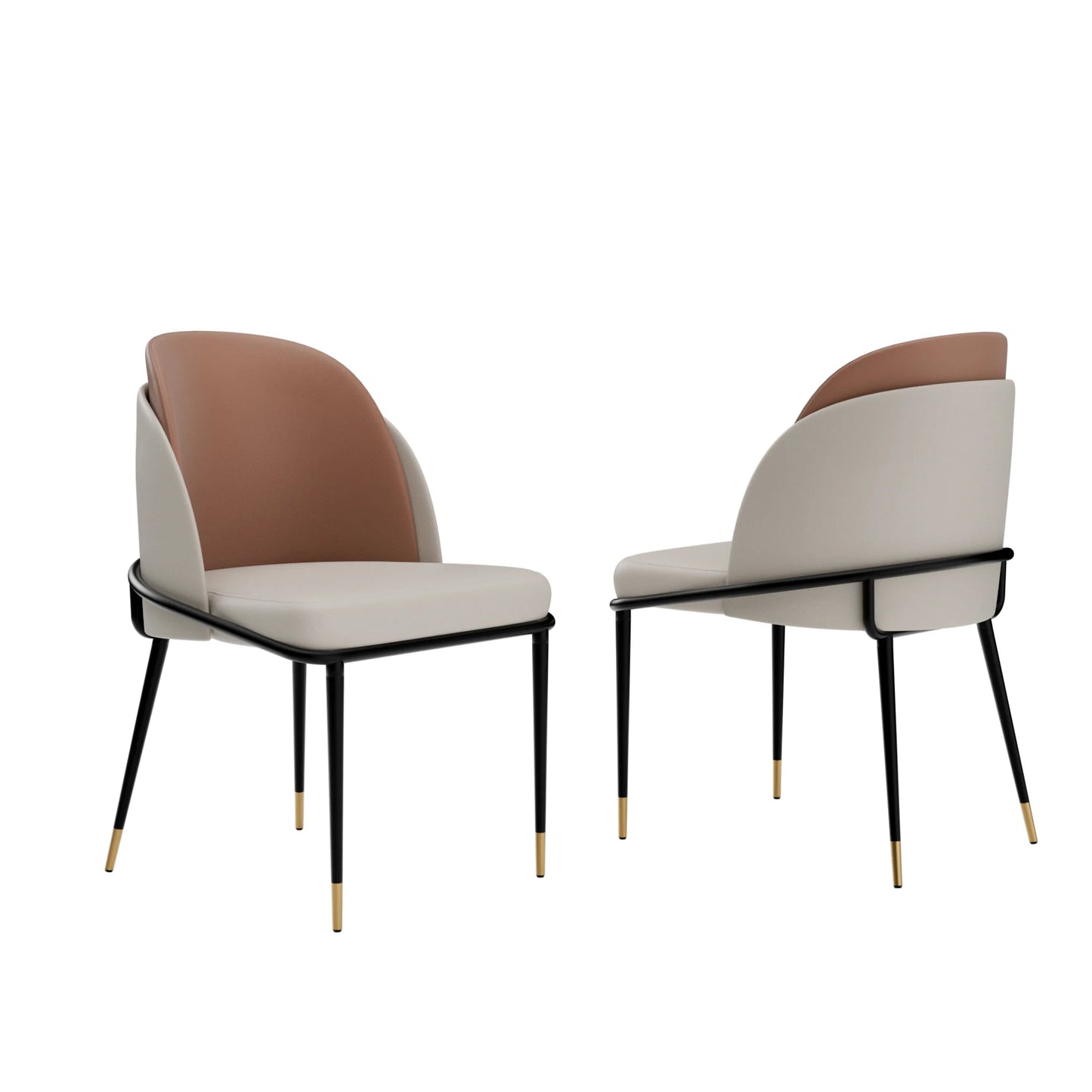 Luxurious Upholstered Dining Chairs Set of 2 Microfiber Leather