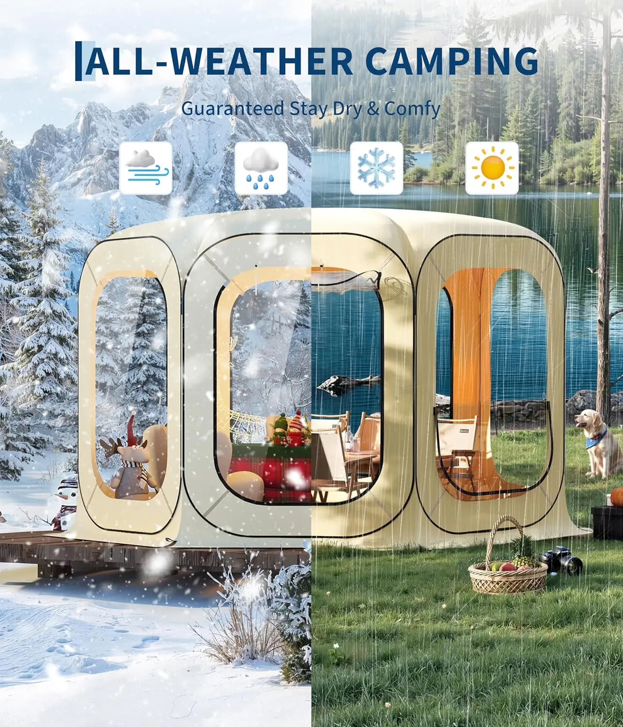 TWISTER.CKCN All Weather Pop Up Tent Rainproof Windproof Sun Shelter for Family Camping Instant Setup