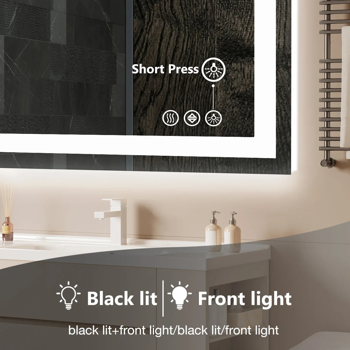 JHK LED Vanity Mirror With Memory Function Wall Mount