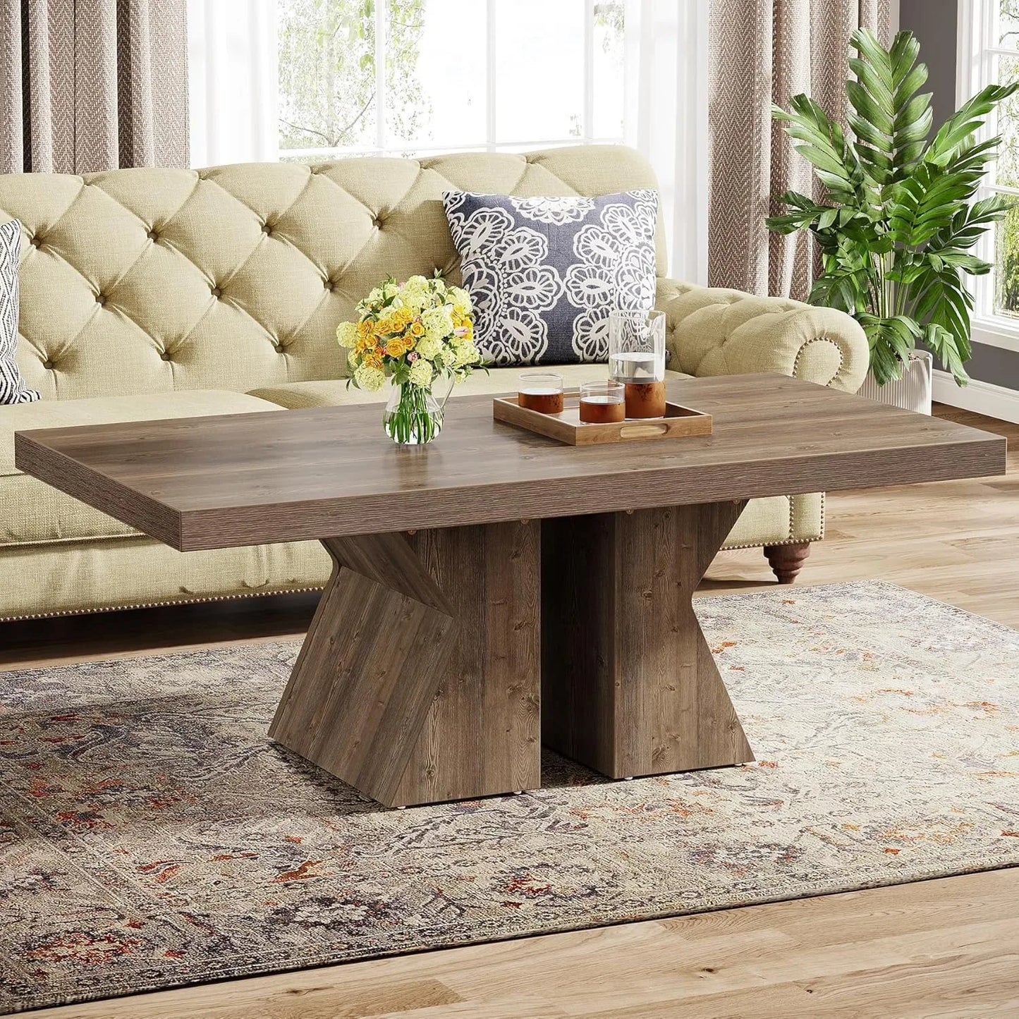 Little Tree Farmhouse Wood Look Coffee Table