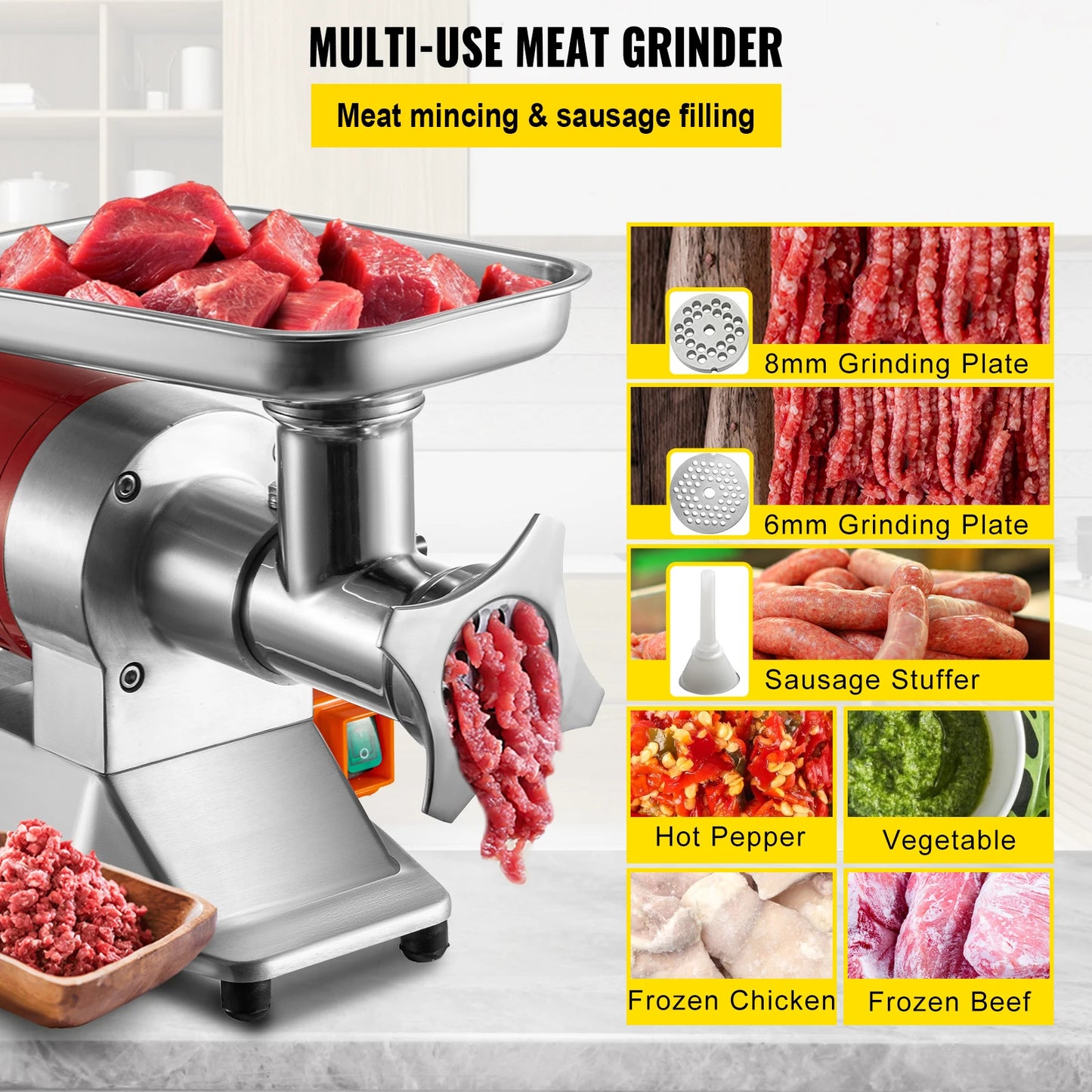 SucceBuy Electric Meat Grinder 250 Kg Per Hr Power Commercial Chopper Shredder With Drawers For Home And Restaurant Use