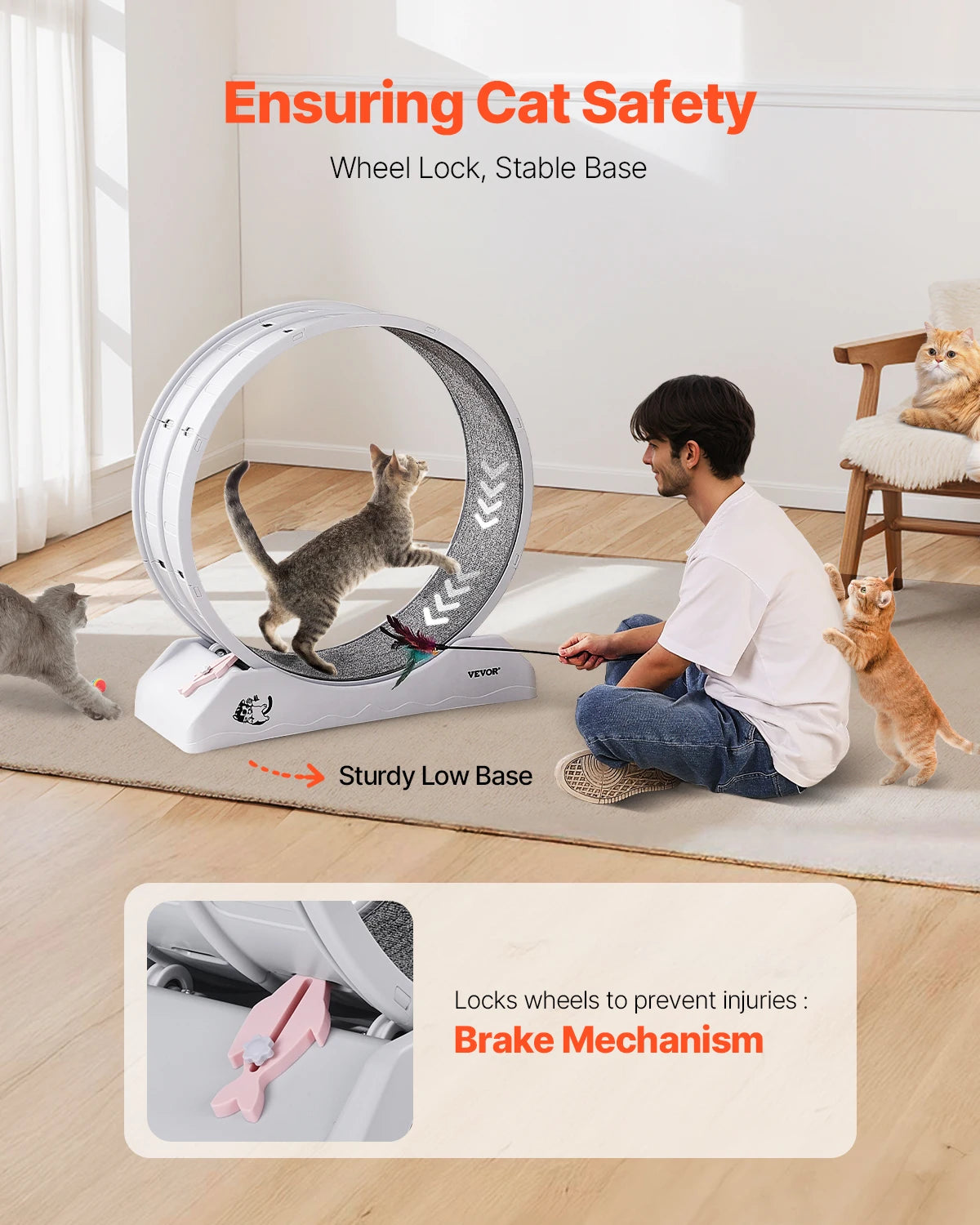 Vevor Cat Exercise Wheel With Secure Brake And Carpeted Runway