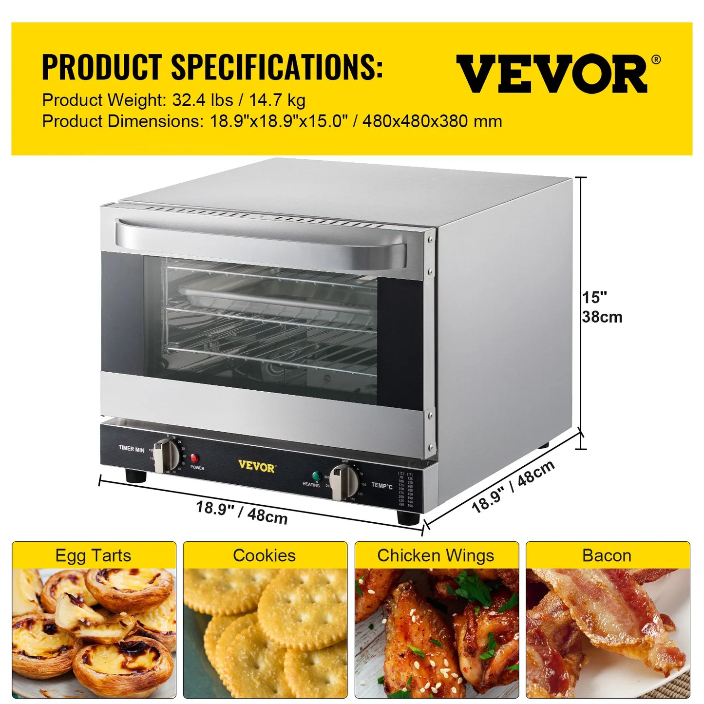 SucceBuy Electric Oven Convection Multifunction Commercial Countertop 21L For Home Chefs And Small Eateries Versatile
