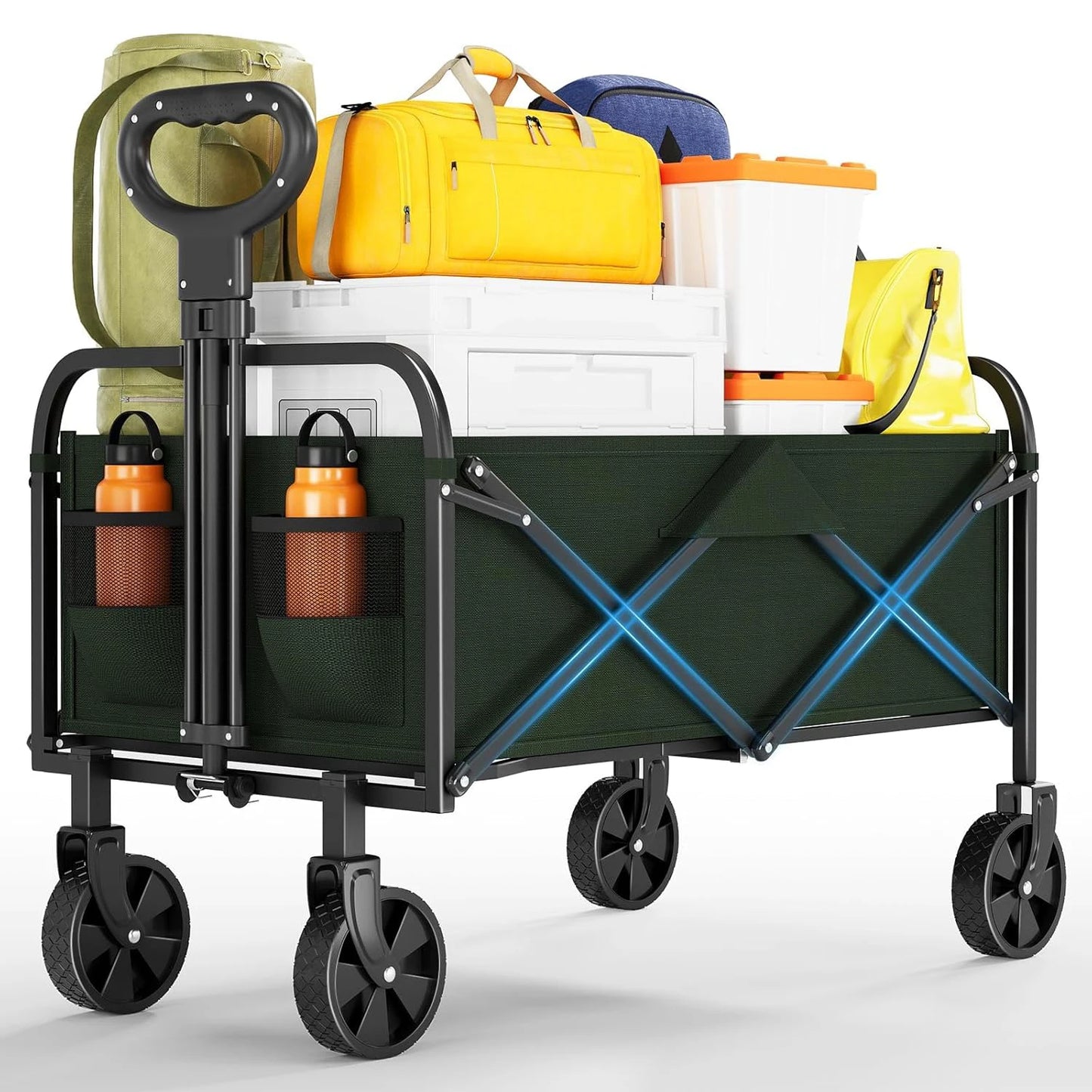 Foldable Utility Wagon With All-Terrain Wheels And Adjustable Handle
