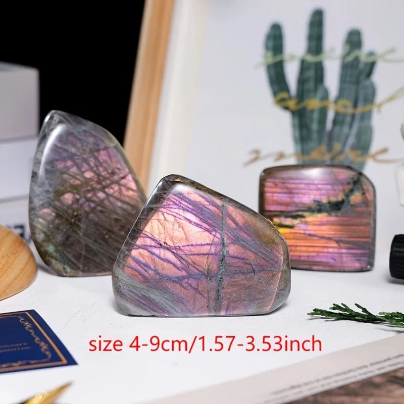Purple Flash Labradorite Crystal Freeform Stone With Stand For Home Decor Enthusiasts Gift Christmas