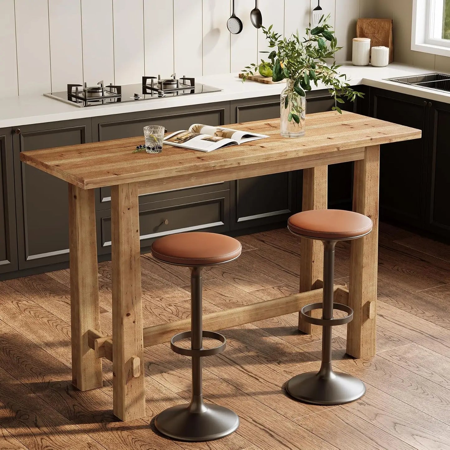 Solid Wood Bar Table for Kitchen and Home