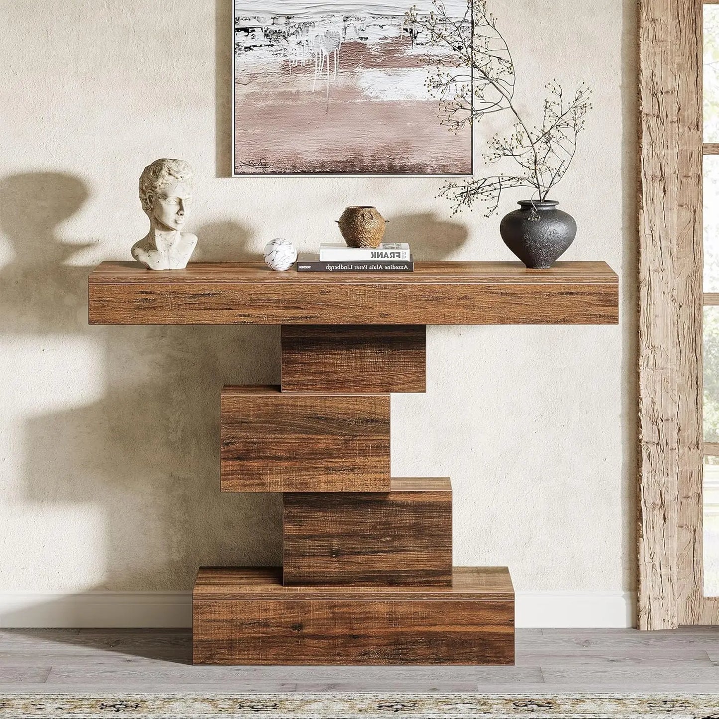 LITTLE TREE Farmhouse Narrow Wood Console Table for Living Room