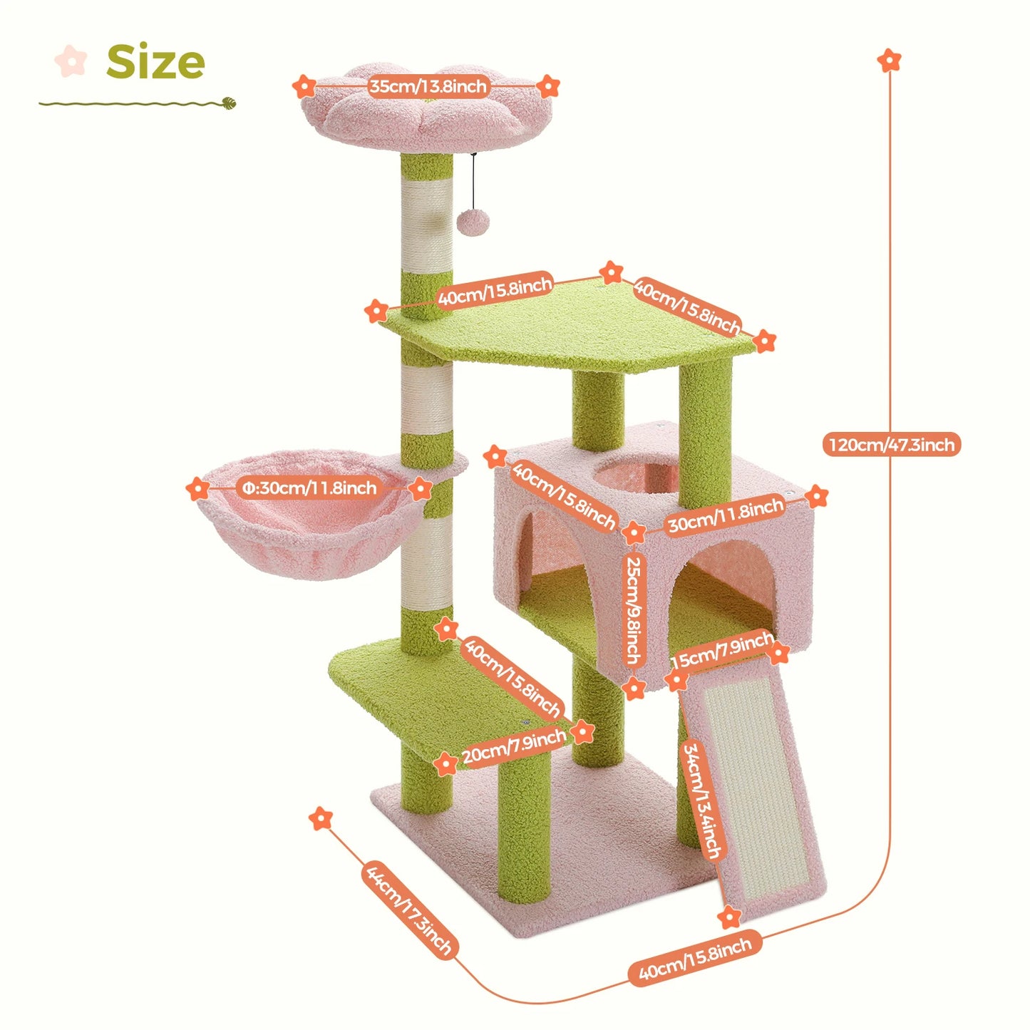 PAWZ Road Flower Cat Tree Multi Level Tower With Sisal Scratching Posts For Indoor Small And Medium Cats Top Perch