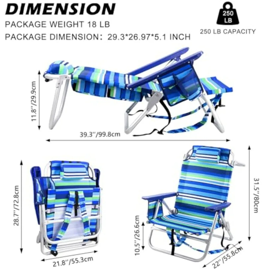 Beach Backpack Folding Camp Chair For Adults With Cup Holder