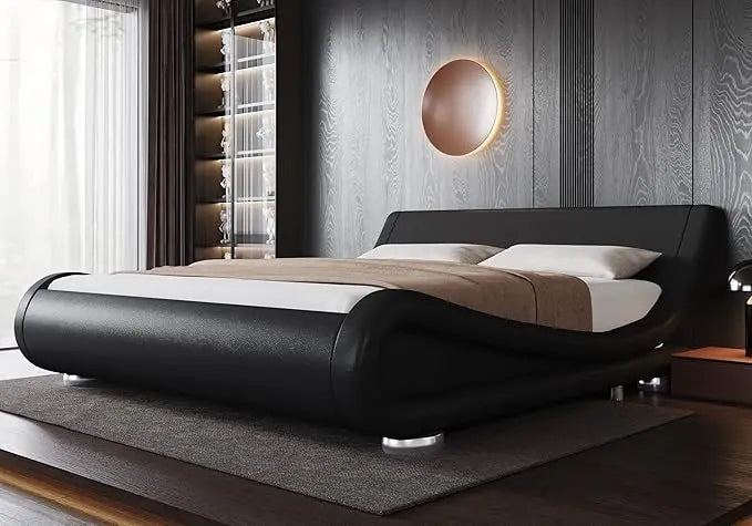 Bed Frame With Adjustable Headboard And Low Profile Upholstered Platform