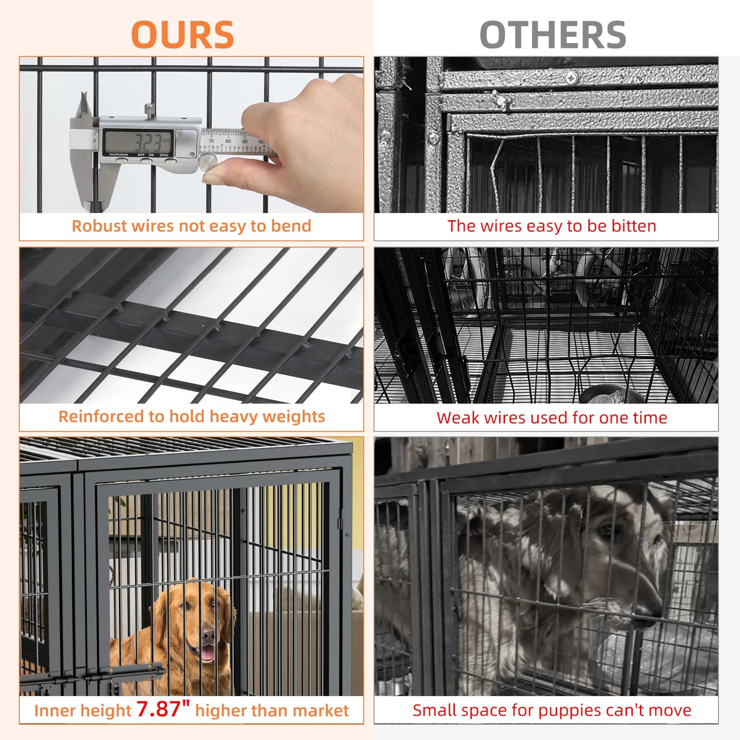 BINGOPAW Heavy Duty Metal Dog Cage Playpen Kennel With Double Door
