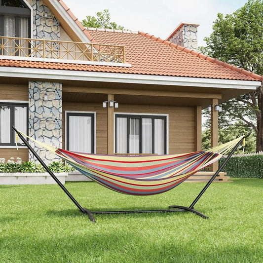 NONEM Double Hammock With Stand Iron Frame For Couples 450Lb Capacity Portable Outdoor Camping Gear Carry Bag