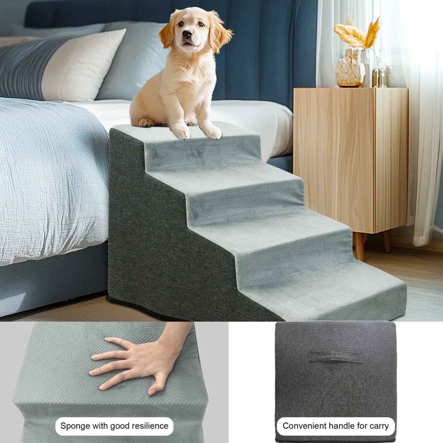 Non Slip Foam Dog Stairs Ramps With Washable Cover