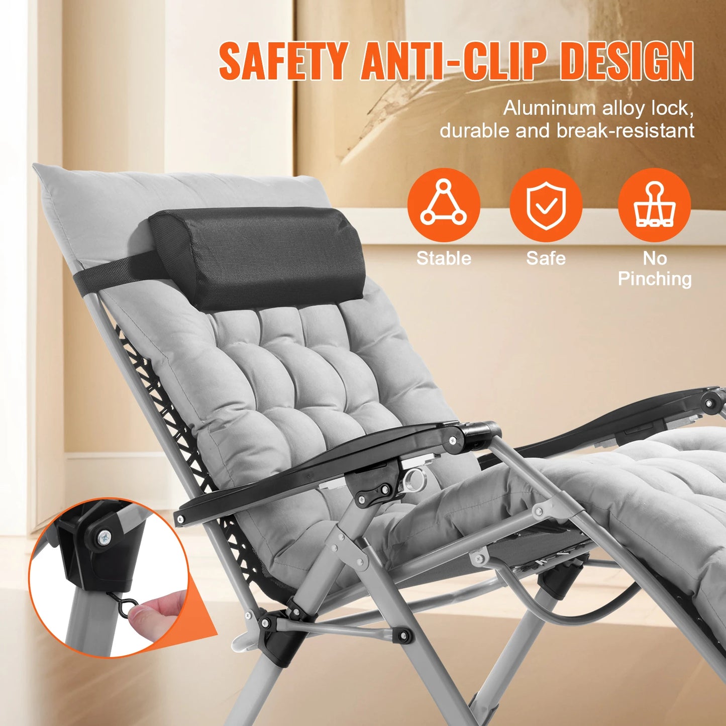 SucceBuy Zero Gravity Lounge Chair With Adjustable Recliner And Cupholder