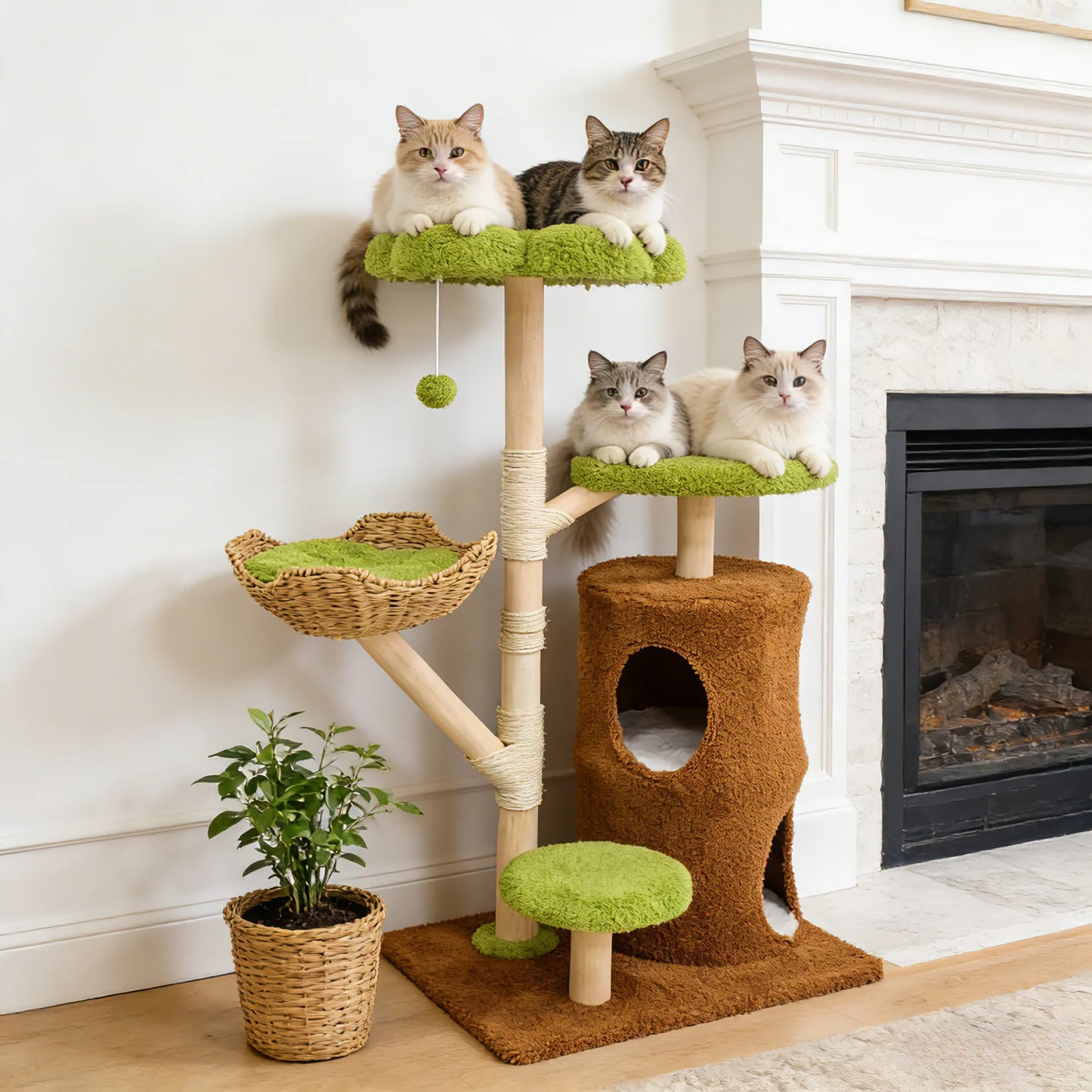 Bingopaw Cat Tree Tower With Activity Center And Scratching Posts