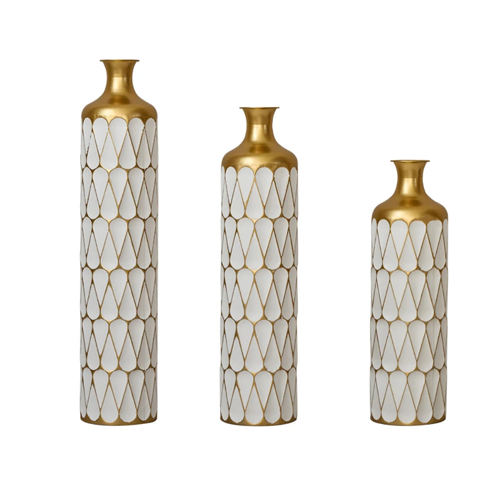 TWISTER.CK Floor Metal Vase Set 3 Piece Modern Drop Shaped Standing Vases For Living Room Decor