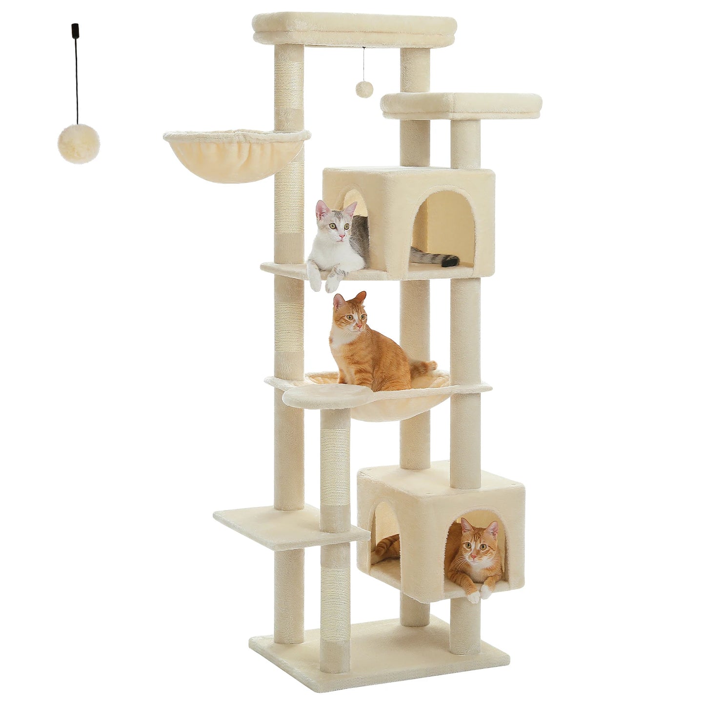 PAWZ Road Tall Cat Tree For Indoor Cats Five Tier With Super Large Hammock And Scratching Posts