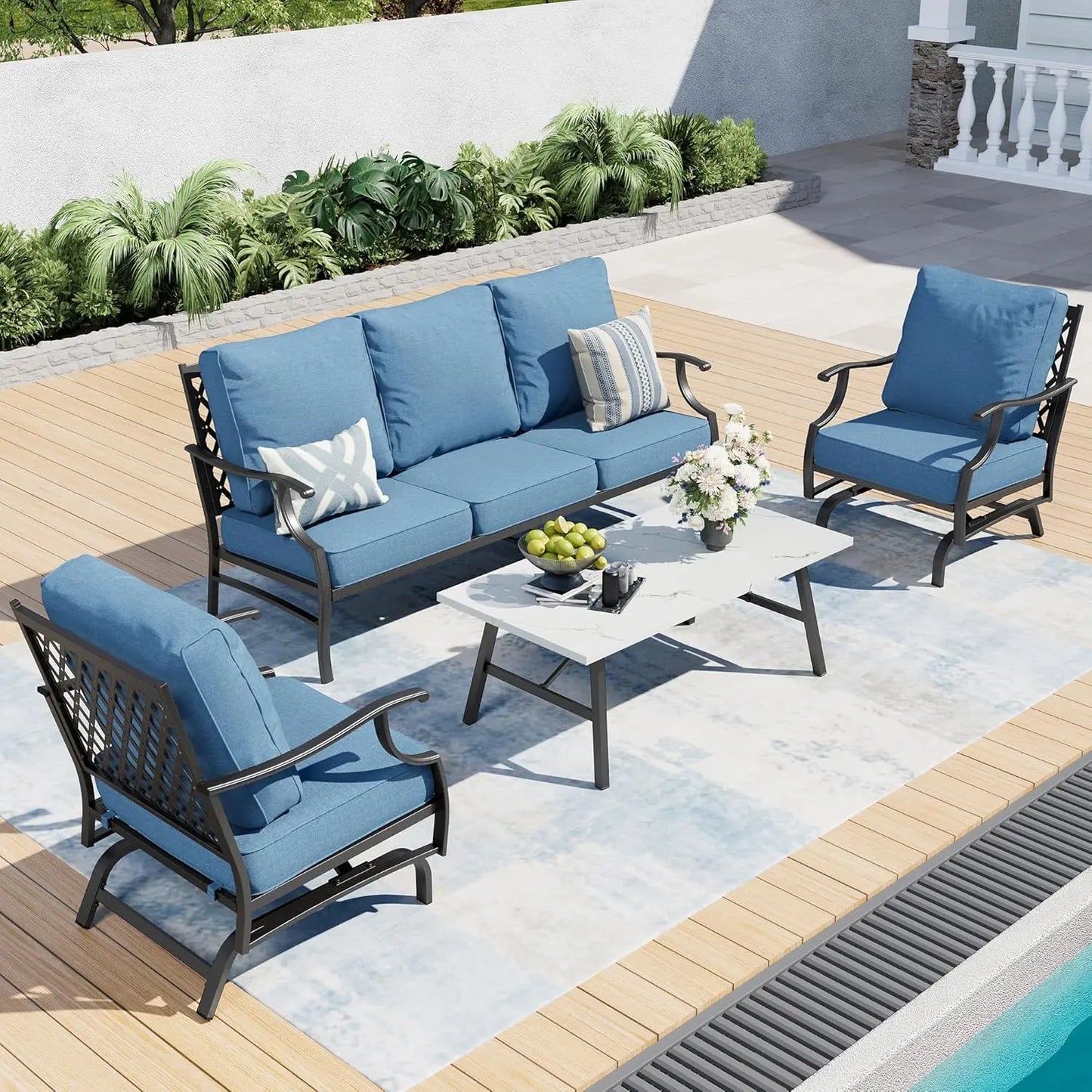 Patio Furniture Set Modern Outdoor Rattan Lounge With Coffee Table