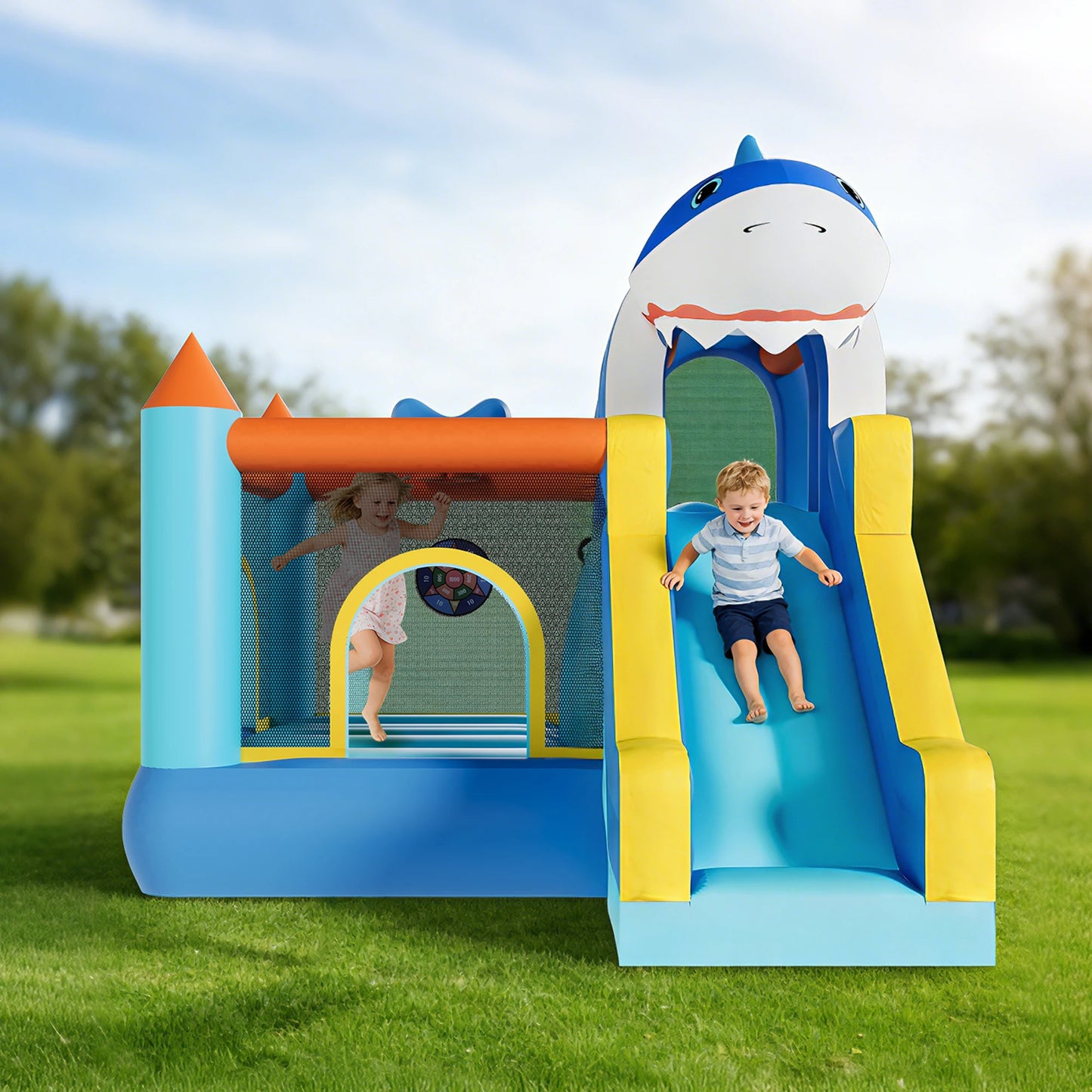 TWISTER.CK Inflatable Bounce House For Kids With Slide And Air Blower All In One Backyard Fun Center Ages 0 To 12